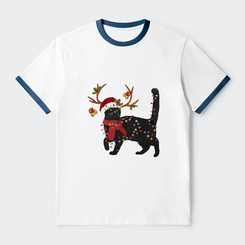 Tokyo-Tiger Christmas Black Cat Trim T-Shirt