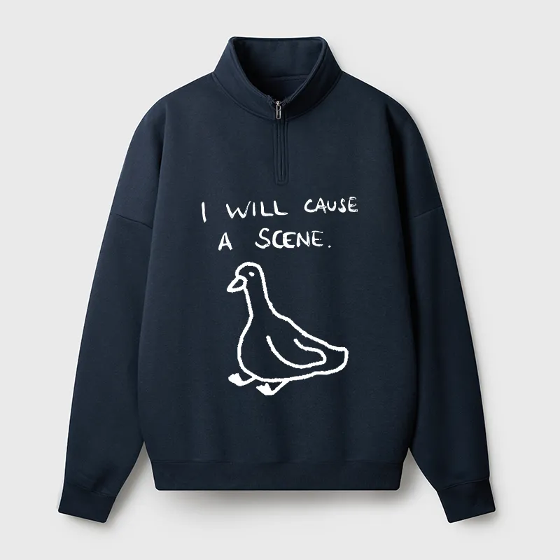 Tokyo-Tiger Stupid Goose Funny Japan Retro Half Zip Fleece Sweatshirt