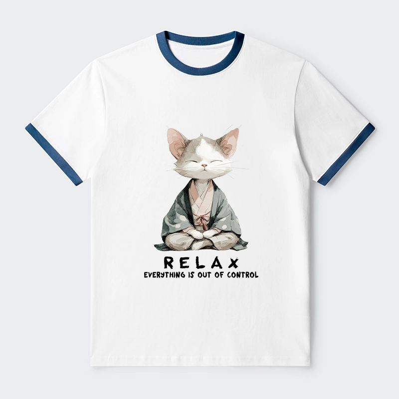 Tokyo-Tiger Zen Cat Relaxation，Everything's Out Of Control Trim T-Shirt