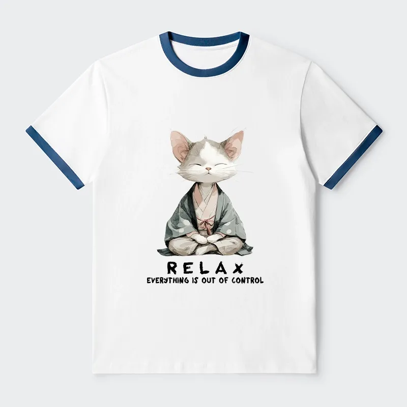 Tokyo-Tiger Zen Cat Relaxation，Everything's Out Of Control Trim T-Shirt