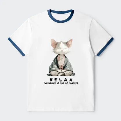Tokyo-Tiger Zen Cat Relaxation，Everything's Out Of Control Trim T-Shirt