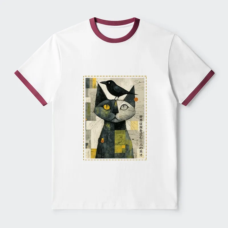 Tokyo-Tiger The Cat And The Crow Are Planning To Rule The World Trim T-Shirt