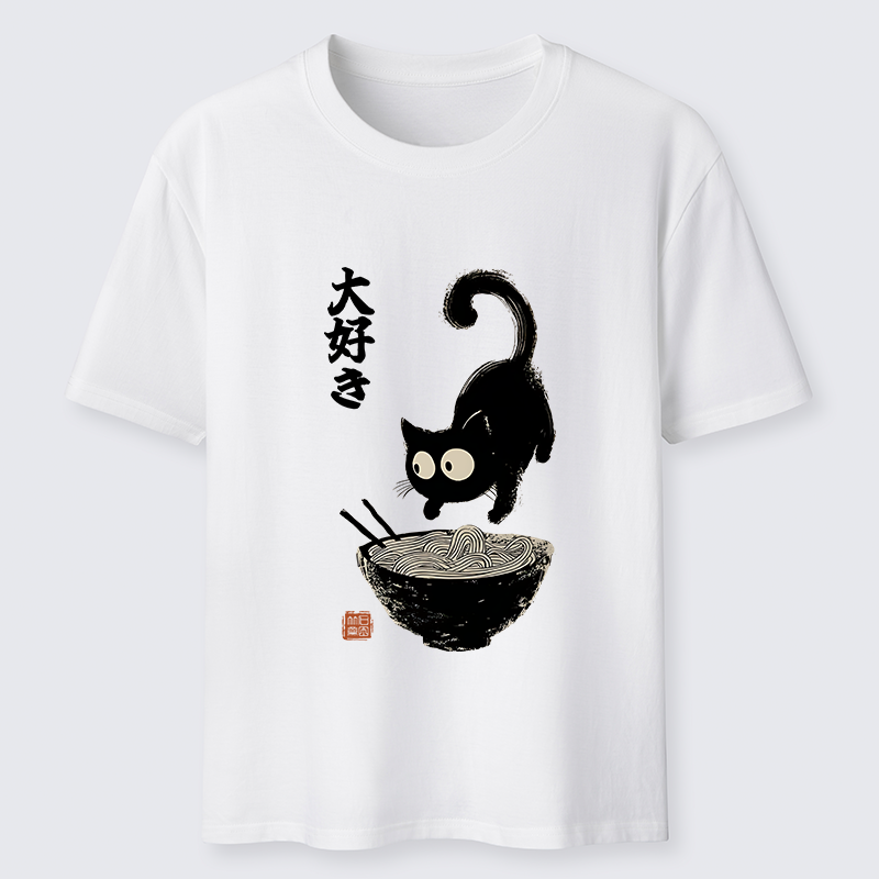 Tokyo-Tiger Retro Cat Eats Delicious Ramen Classic T-Shirt