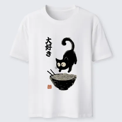 Tokyo-Tiger Retro Cat Eats Delicious Ramen Classic T-Shirt