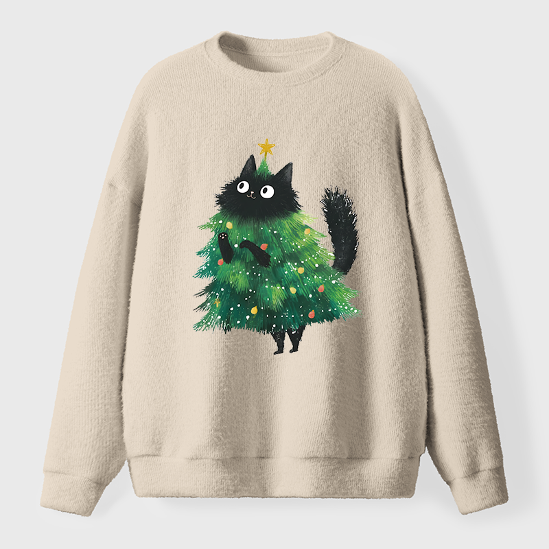 Tokyo-Tiger Christmas Tree Cat Japan Fuzzy Sweatshirt