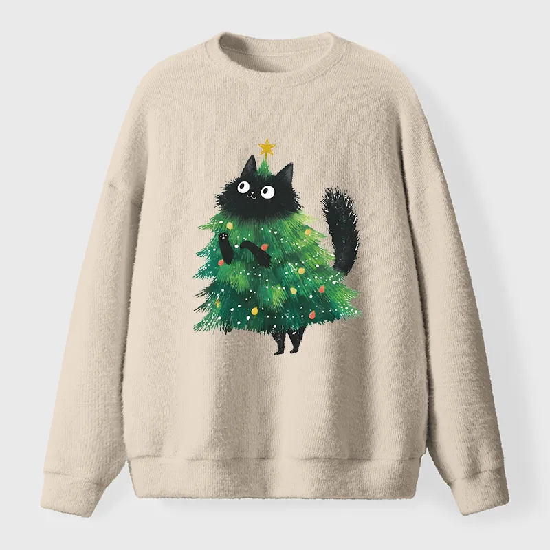 Tokyo-Tiger Christmas Tree Cat Japan Fuzzy Sweatshirt