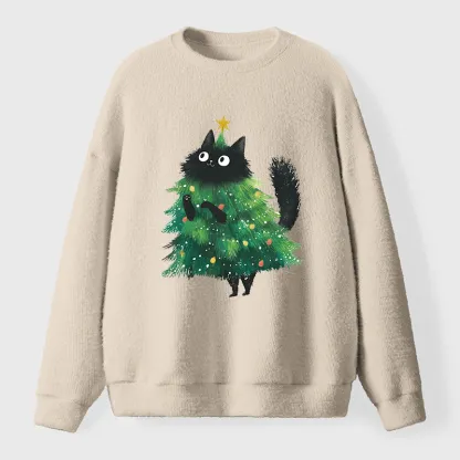 Tokyo-Tiger Christmas Tree Cat Japan Fuzzy Sweatshirt