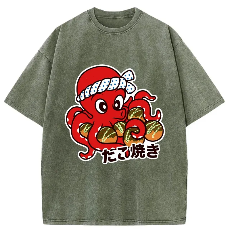Tokyo-Tiger Homemade Takoyaki Washed T-Shirt