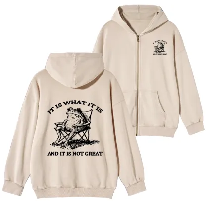 Tokyo-Tiger Resting Frog Funny Washed Zip Hoodie