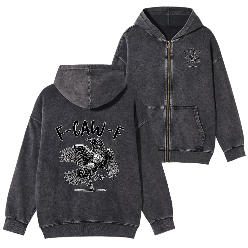 Tokyo-Tiger Crow's Cry Funny Washed Zip Hoodie