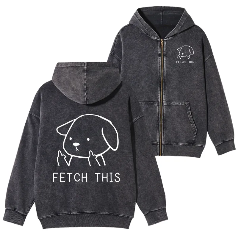 Tokyo-Tiger Fetch This Dog Washed Zip Hoodie