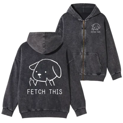 Tokyo-Tiger Fetch This Dog Washed Zip Hoodie