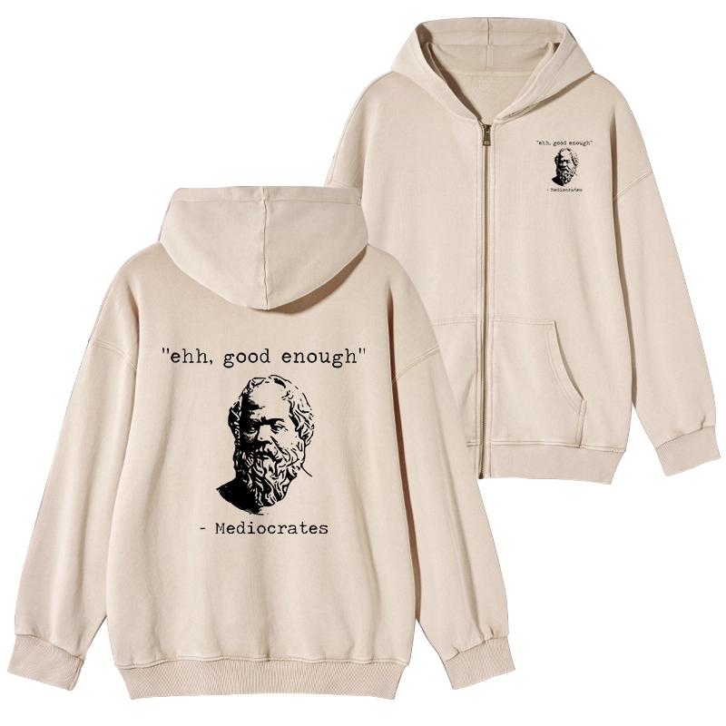 Tokyo-Tiger Mediocrates Meme Washed Zip Hoodie