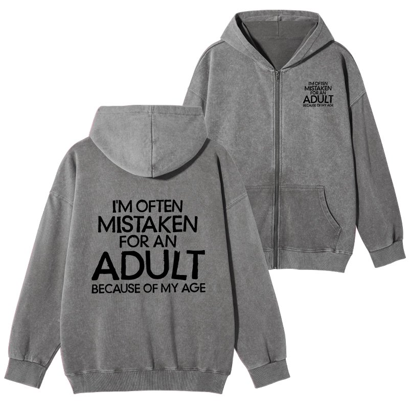 Tokyo-Tiger Old In Age But Young At Heart Washed Zip Hoodie