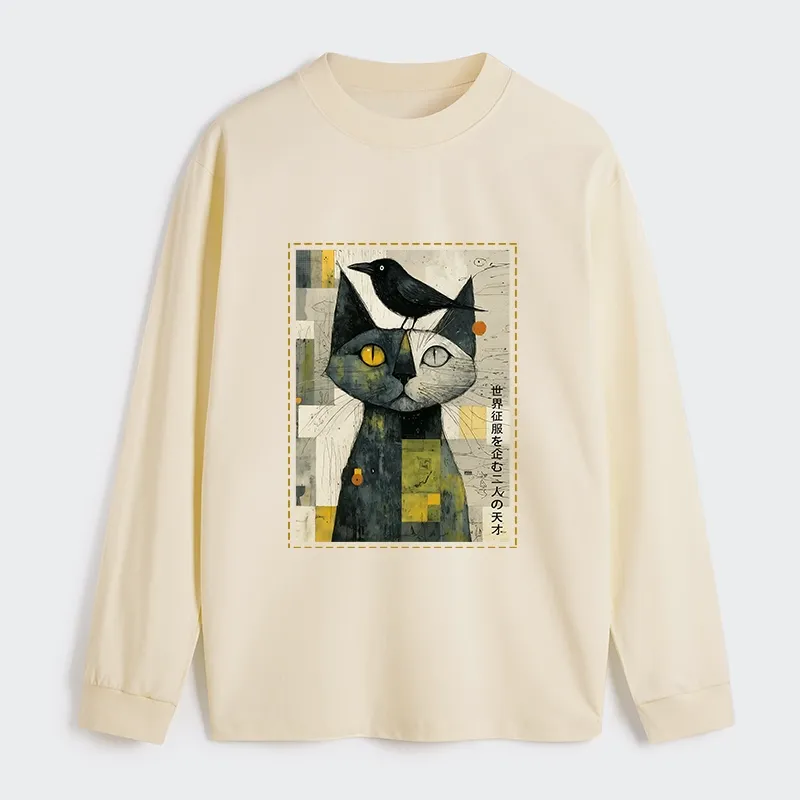 Tokyo-Tiger The Cat And The Crow Are Planning To Rule The World Classic Long Sleeve T-Shirt