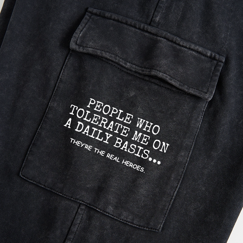 Tokyo-Tiger Anyone Who Puts Up With Me Is A Hero Washed Utility Sweatpants