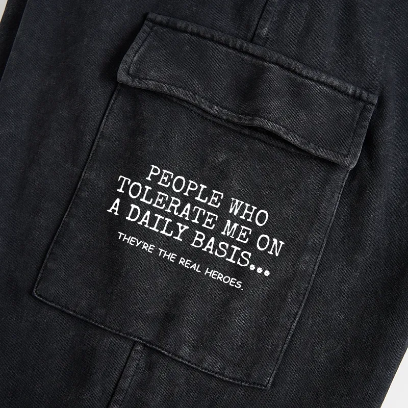 Tokyo-Tiger Anyone Who Puts Up With Me Is A Hero Washed Utility Sweatpants