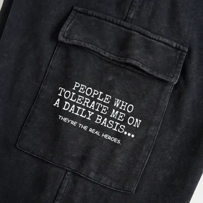 Tokyo-Tiger Anyone Who Puts Up With Me Is A Hero Washed Utility Sweatpants