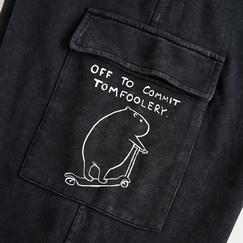 Tokyo-Tiger Capybara Is Ready To Do Something Bad Washed Utility Sweatpants