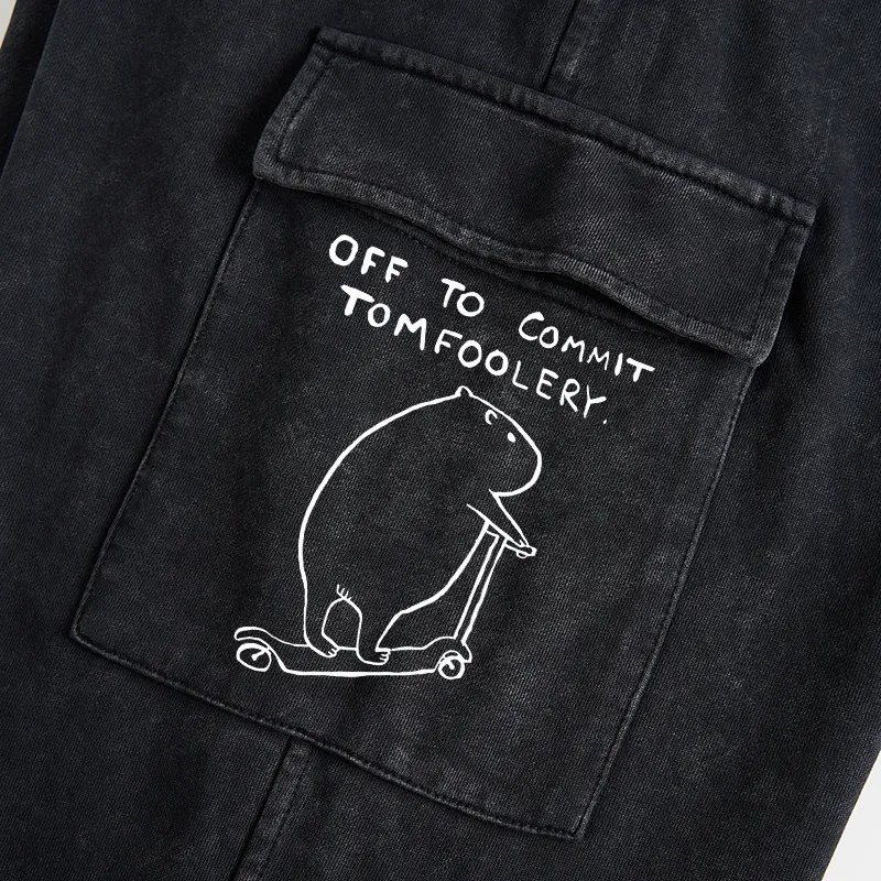 Tokyo-Tiger Capybara Is Ready To Do Something Bad Washed Utility Sweatpants