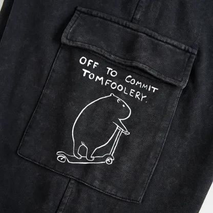 Tokyo-Tiger Capybara Is Ready To Do Something Bad Washed Utility Sweatpants