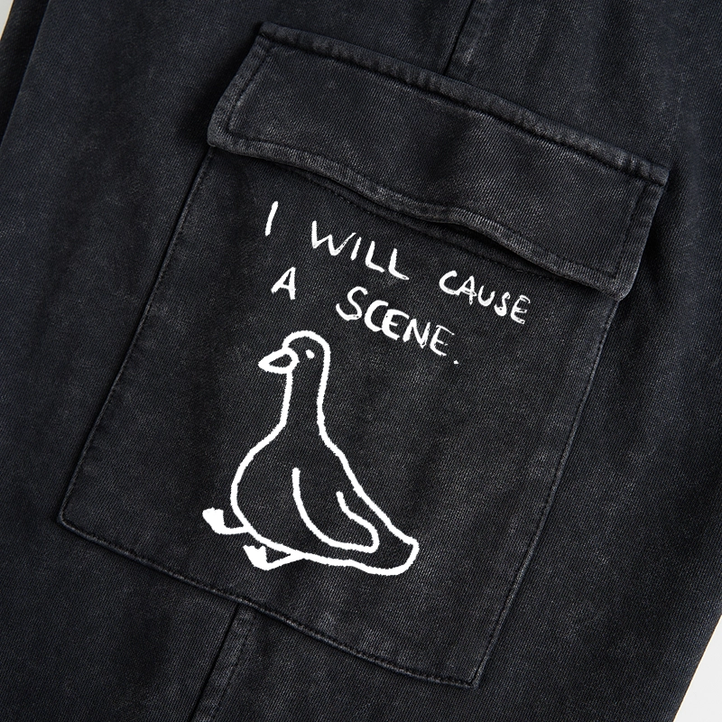 Tokyo-Tiger Stupid Goose Funny Japan Retro Washed Utility Sweatpants