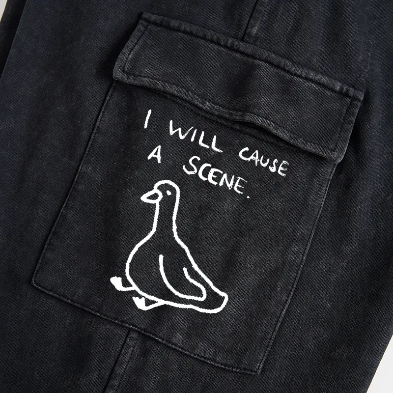 Tokyo-Tiger Stupid Goose Funny Japan Retro Washed Utility Sweatpants