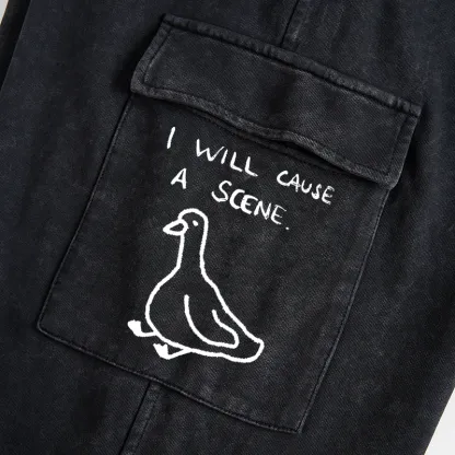 Tokyo-Tiger Stupid Goose Funny Japan Retro Washed Utility Sweatpants