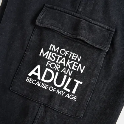 Tokyo-Tiger Old In Age But Young At Heart Washed Utility Sweatpants