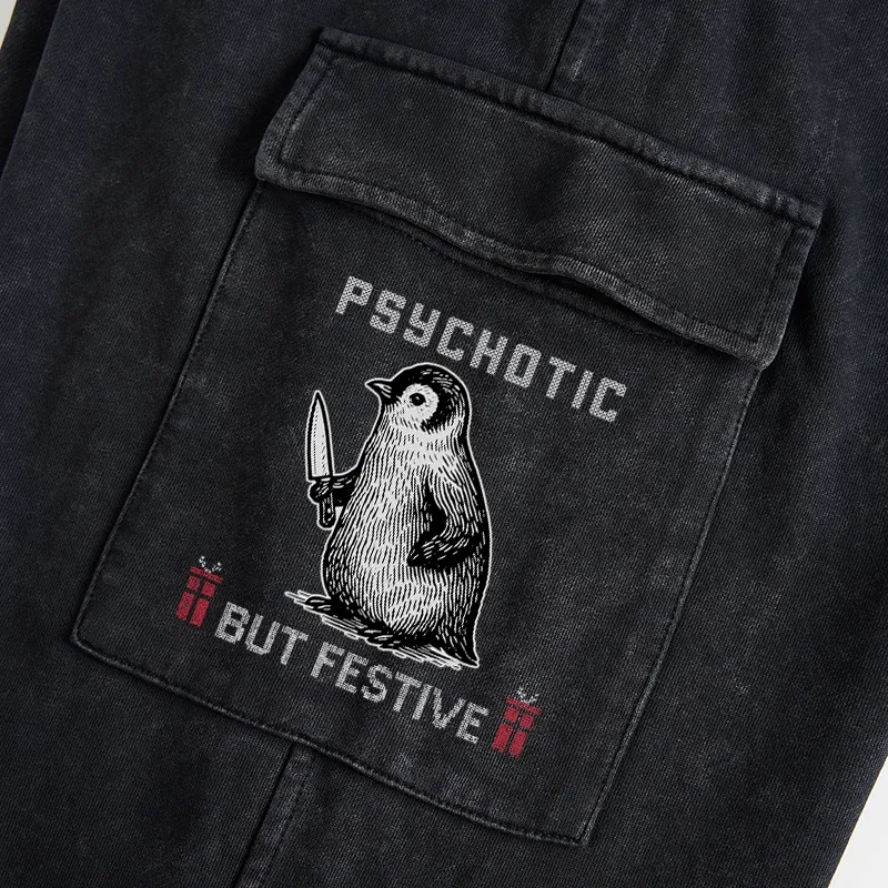 Tokyo-Tiger Overstimulated but Festive Christmas Washed Utility Sweatpants