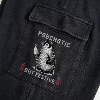 Tokyo-Tiger Overstimulated but Festive Christmas Washed Utility Sweatpants