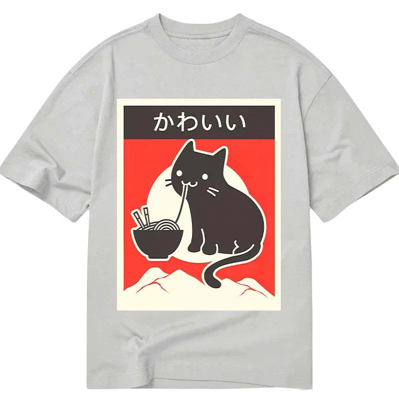 Tokyo-Tiger "Kawaii" Vintage Style Japenese Ramen Cat Classic T-Shirt-tokyo-tiger