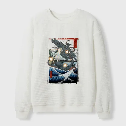 Tokyo-Tiger Octopus VS Spaceship Waffle Sweatshirt