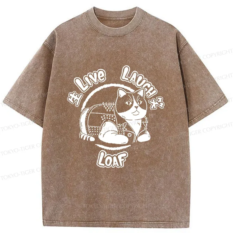 Tokyo-Tiger Live, Laugh, Cat Washed T-Shirt