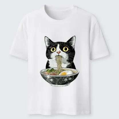 Tokyo-Tiger Cute Cat Eating Japan Ramen Classic T-Shirt