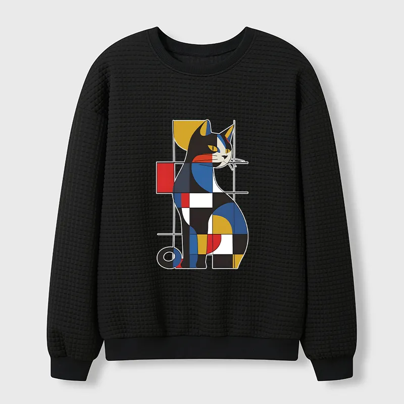 Tokyo-Tiger Mondrian Cat Waffle Sweatshirt