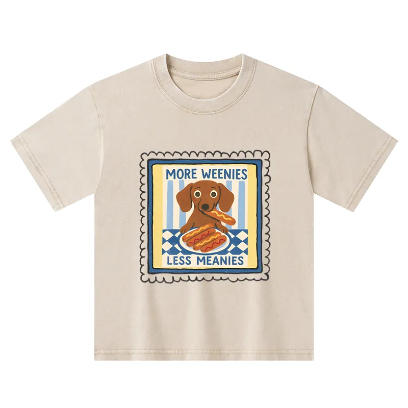 Tokyo-Tiger More Weenies Less Meanies Kids Washed T-Shirt