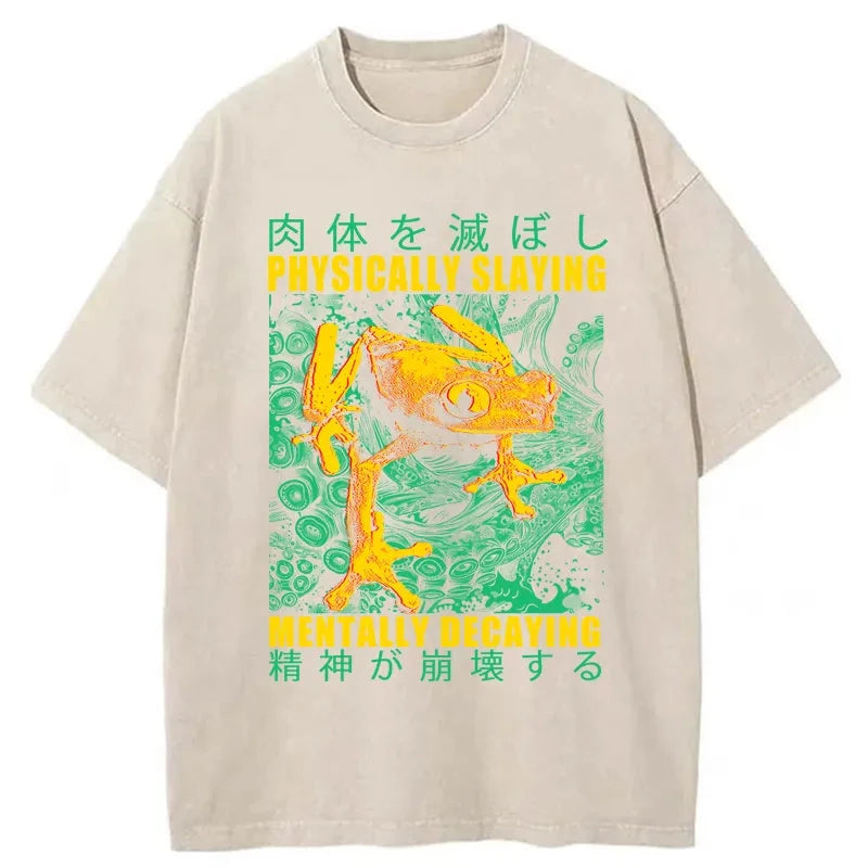 Tokyo-Tiger Physically Slaying Mentally Decaying Washed T-Shirt