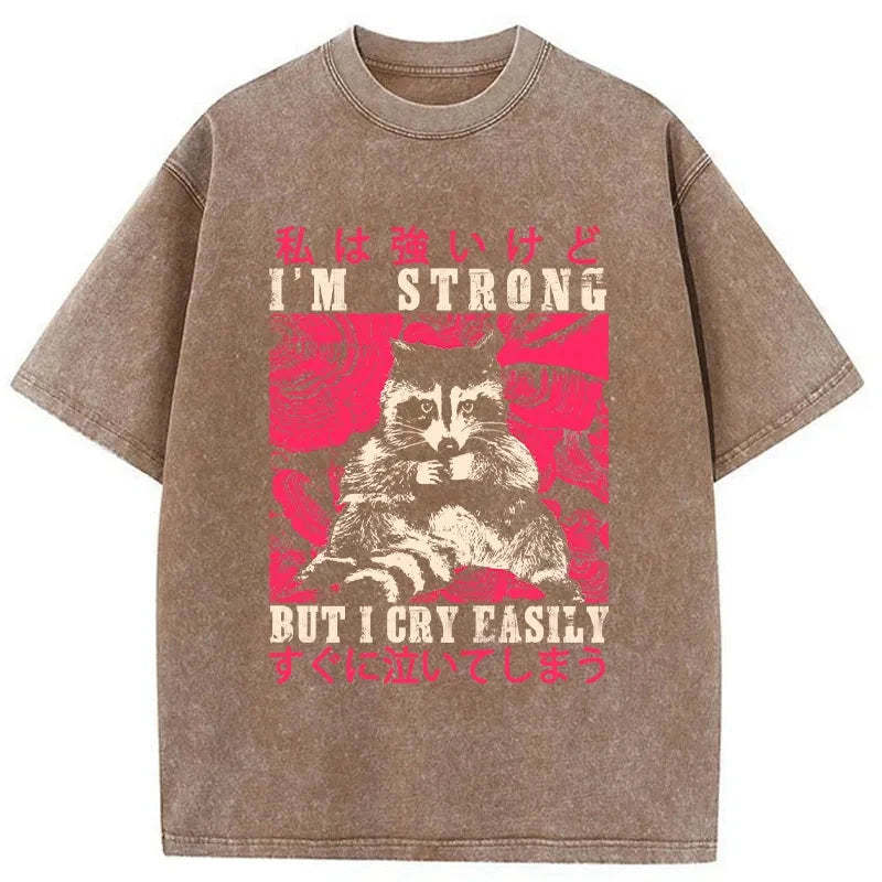 Tokyo-Tiger I Am Strong Raccoon Washed T-Shirt