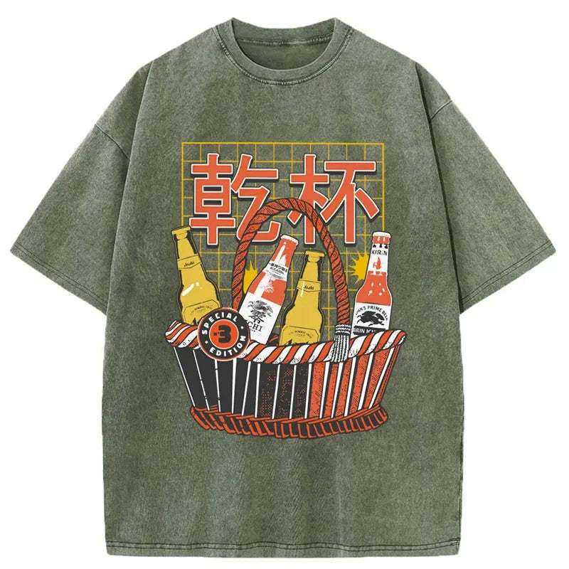 Tokyo-Tiger Have A Beer Together Washed T-Shirt Sale