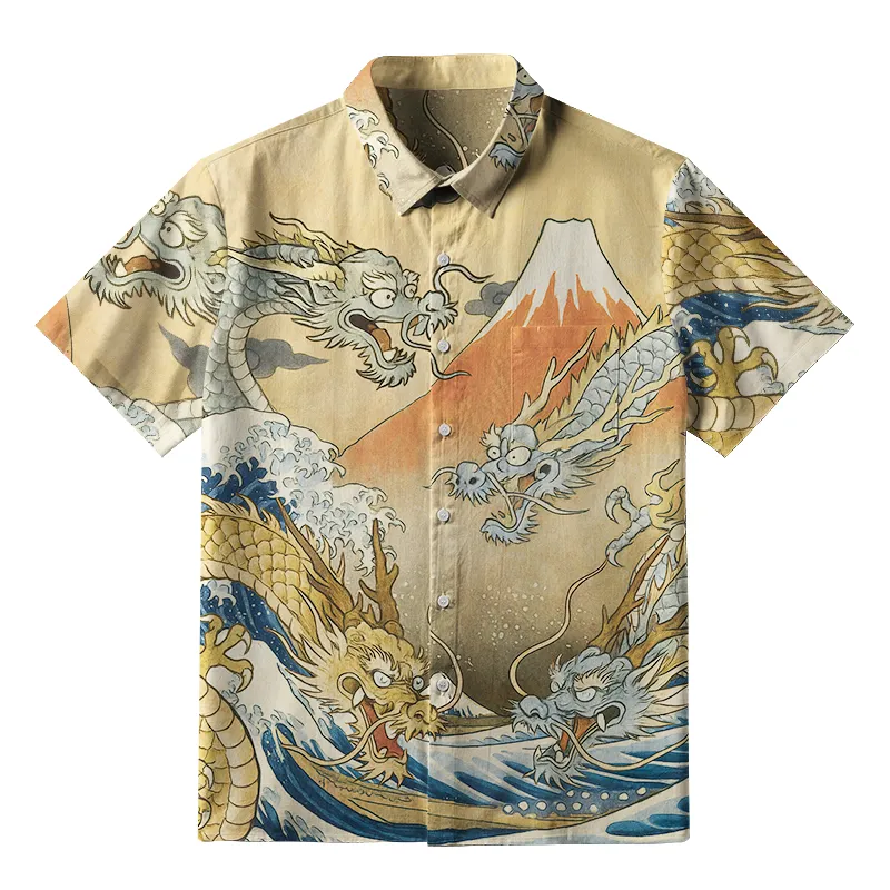 Tokyo-Tiger Japanese Ancient Dragon Button-up Shirt