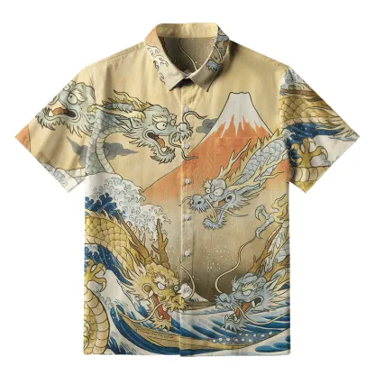 Tokyo-Tiger Japanese Ancient Dragon Button-up Shirt