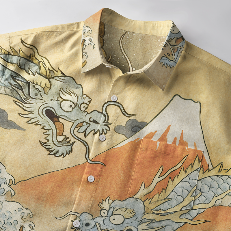 Tokyo-Tiger Japanese Ancient Dragon Button-up Shirt