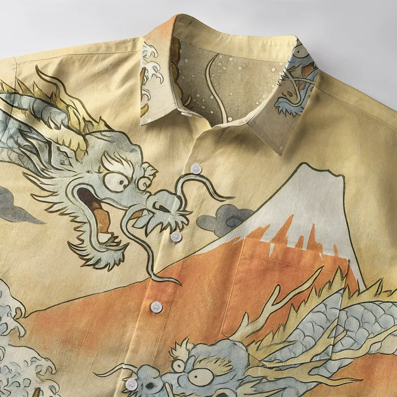 Tokyo-Tiger Japanese Ancient Dragon Button-up Shirt