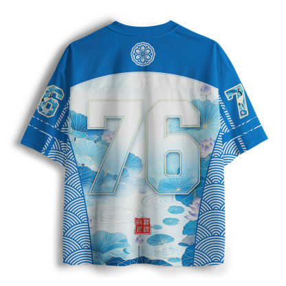 Tokyo-Tiger Auspicious Crane Blue Pond Mesh Jersey