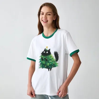 Tokyo-Tiger Christmas Tree Cat Japan Trim T-Shirt