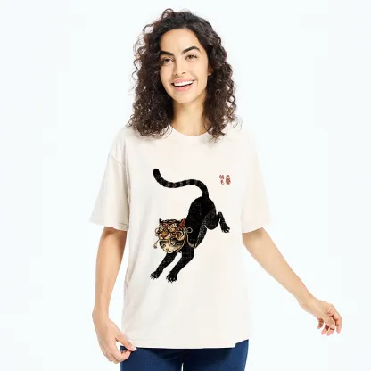Tokyo-Tiger Cat With Tiger Mask Cool Art Washed T-Shirt