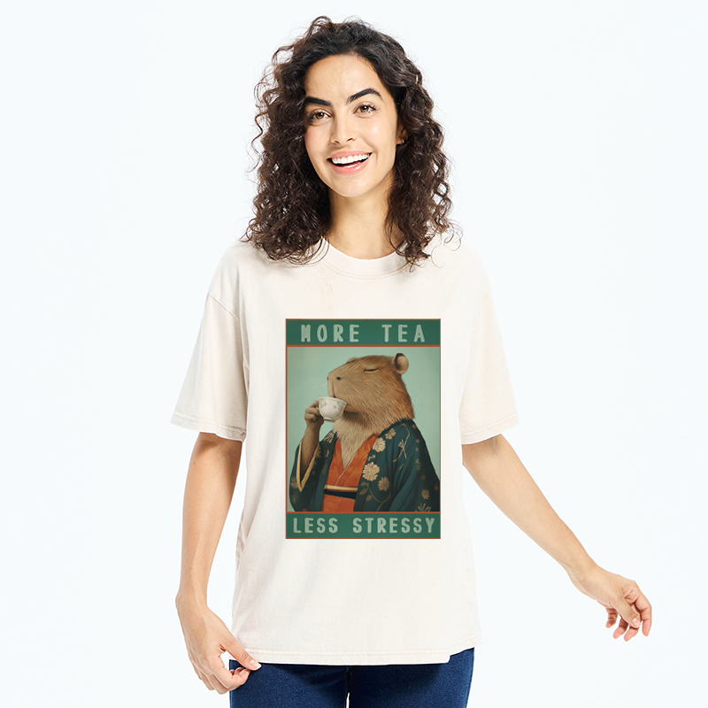 Tokyo-Tiger Less Tea More Stressy Washed T-Shirt