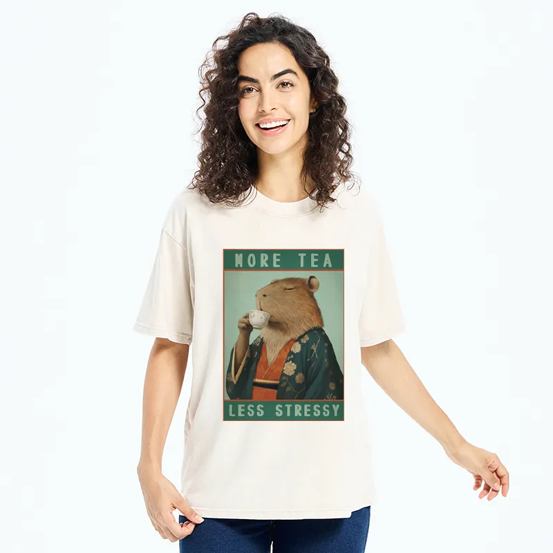 Tokyo-Tiger Less Tea More Stressy Washed T-Shirt