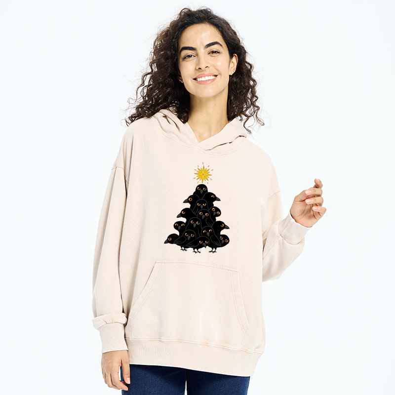 Tokyo-Tiger Crow Christmas Tree Washed Hoodie